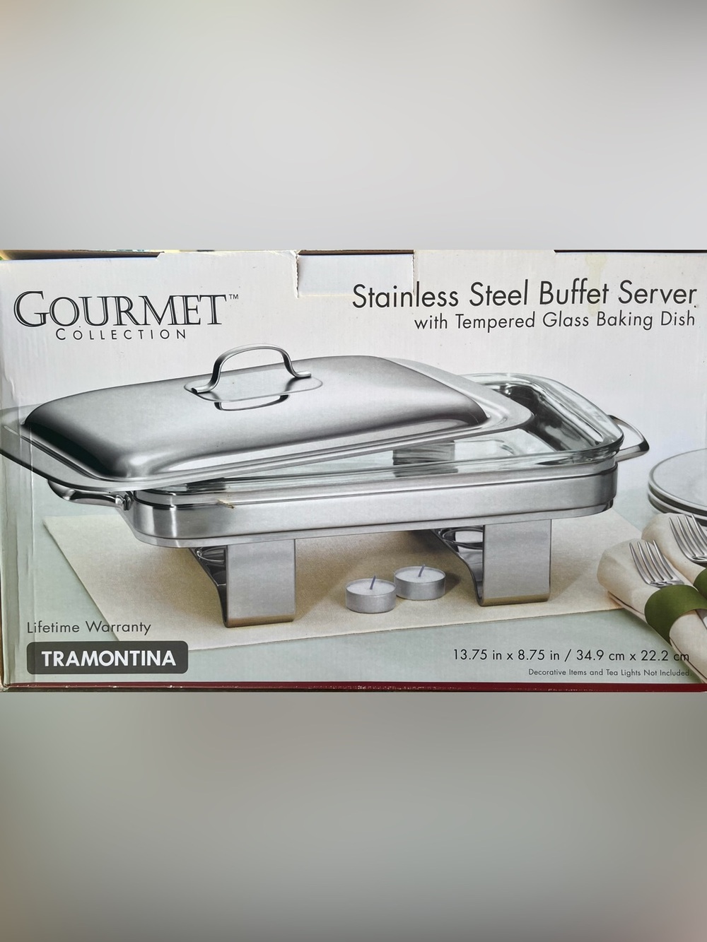 Tramontina Gourmet Stainless Steel Buffet Server with Glass Baking Dish - Silver - Picture 7 of 8